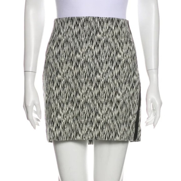 Sandro Cream & Black Silk Pencil Skirt Size 3 - Picture 1 of 14